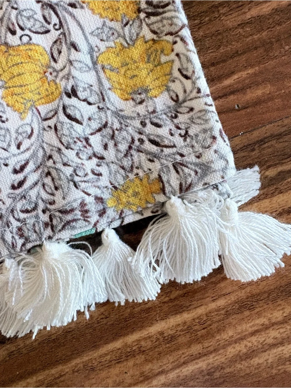 NEW Anthropologie Sweet Mama Embroidered & Tassel Floral Dish Tea Towel